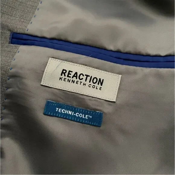 KENNETH COLE Techni-Cole Slim Fit SUIT Jacket Pants Light Gray 42L